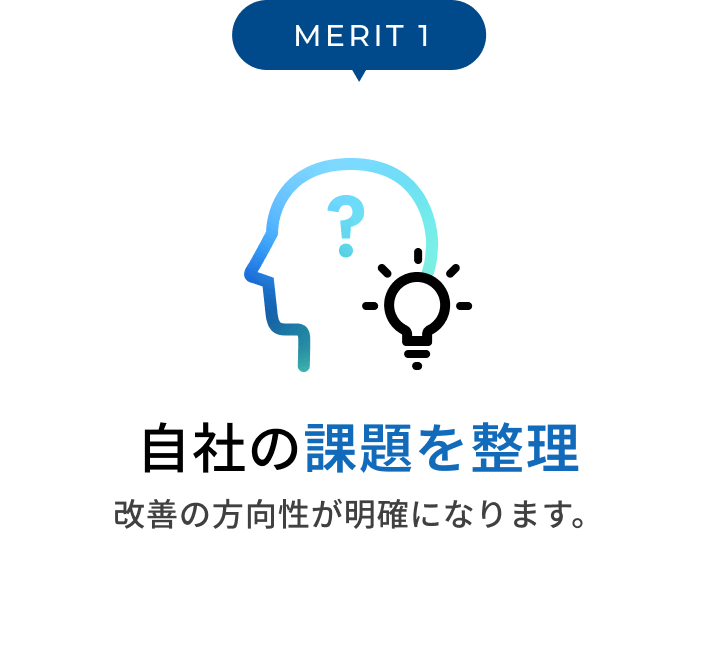 MERIT1 自社の課題を整理 改善の方向性が明確になります。